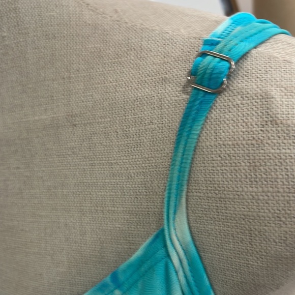 Christina swimsuit attached skirt ties built-in bra turquoise women's size 10 - Picture 6 of 8